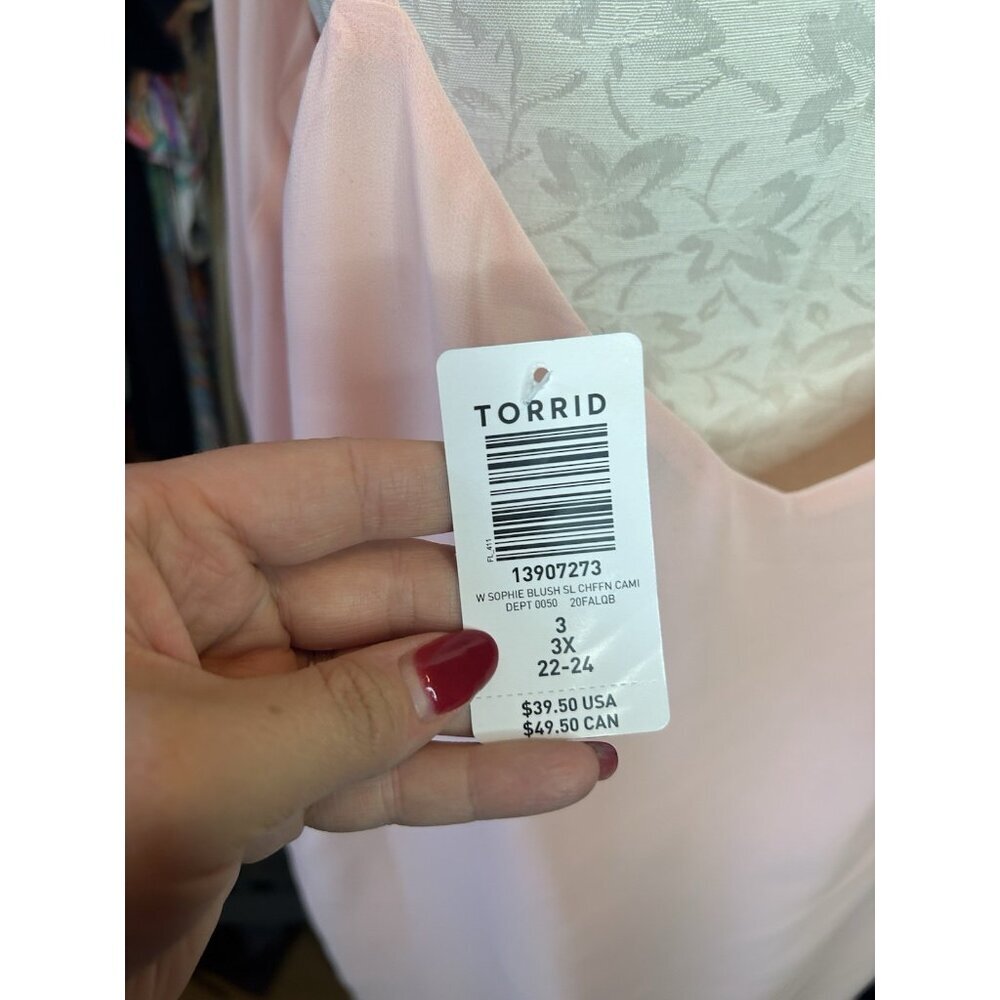TORRID Sophie Blush Chiffon Double Layer Swing Cami Top Plus Size 3 (3X) NWT - Picture 7 of 11